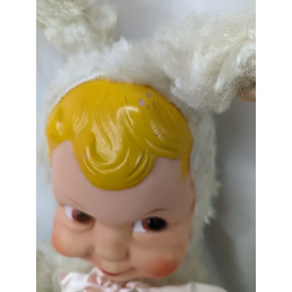 Rubber Face Doll White Bunny Rabbit Vintage 18 Inch Stuffed Animal‎ Toy
